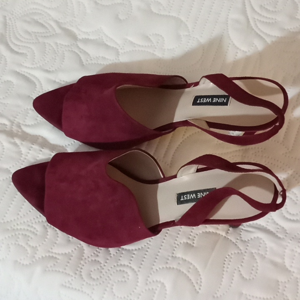 Nine West dark red suede heels
